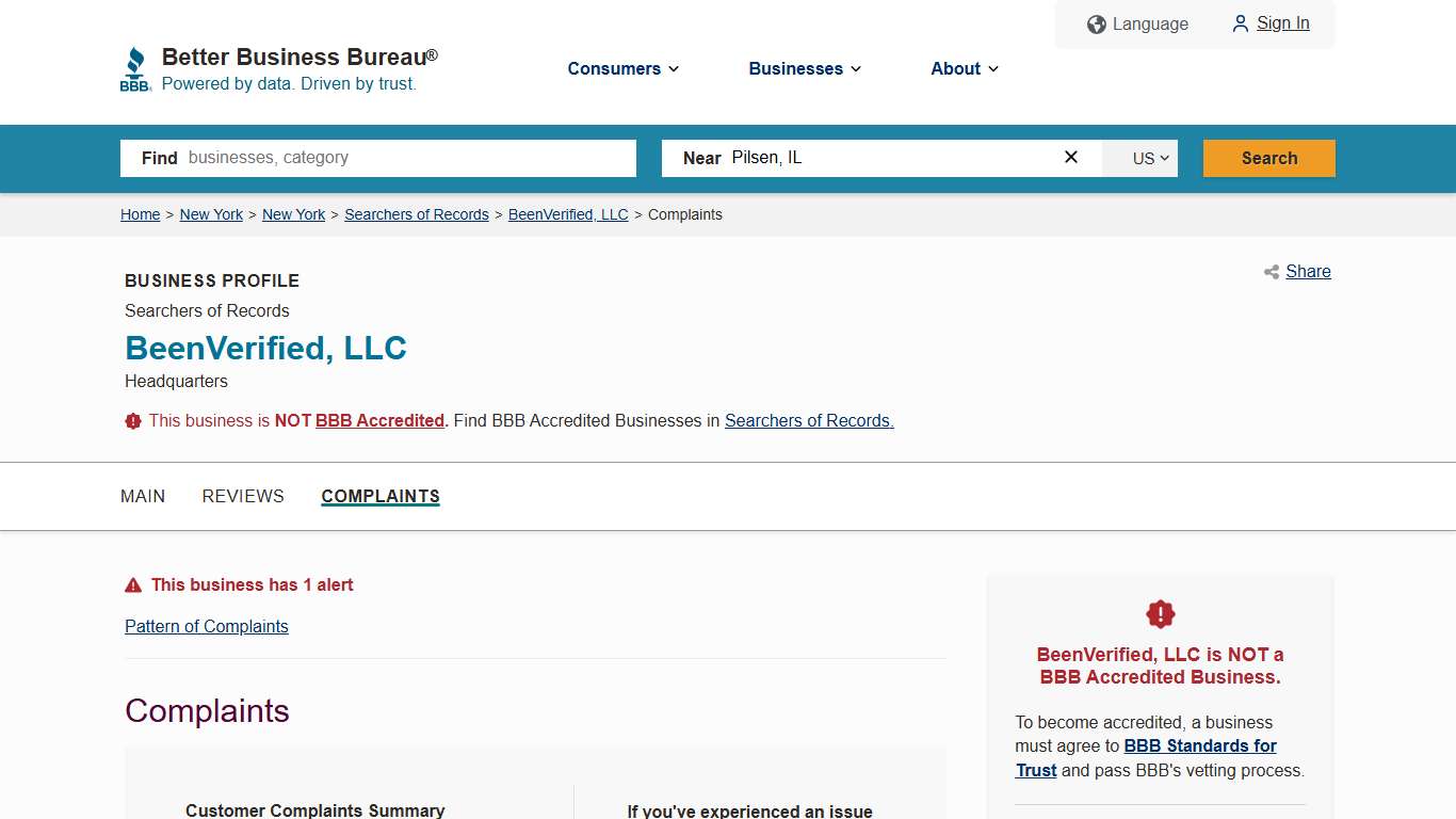 BeenVerified, LLC BBB Complaints Better Business Bureau